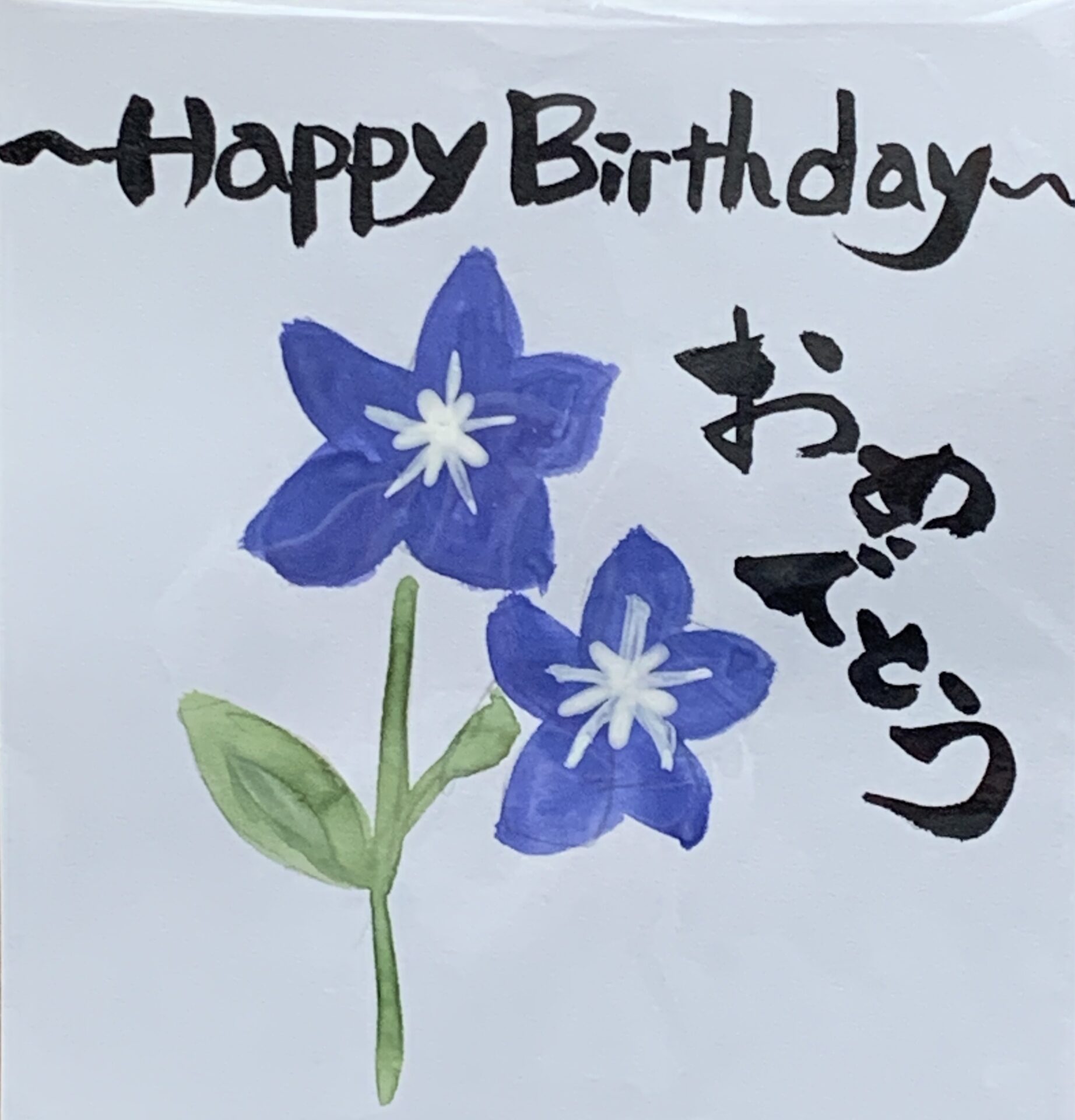 happy birthday with purple flowers
